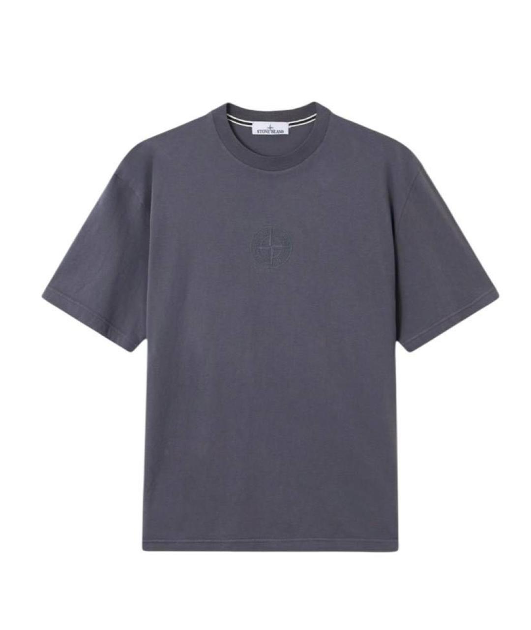 STONE ISLAND Серая хлопковая футболка, фото 2
