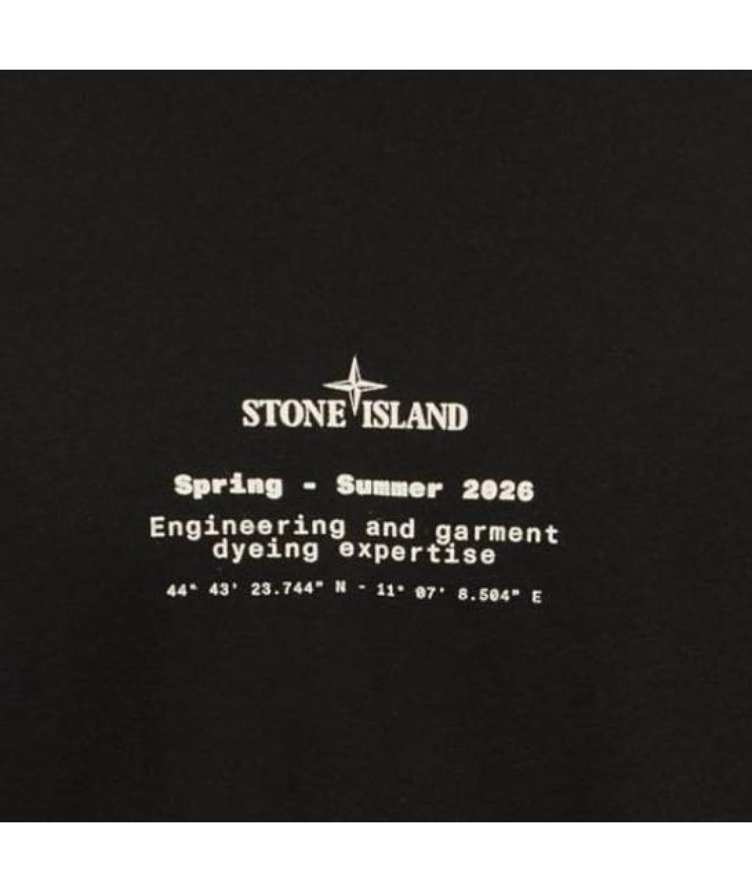 STONE ISLAND Черная хлопковая футболка, фото 3
