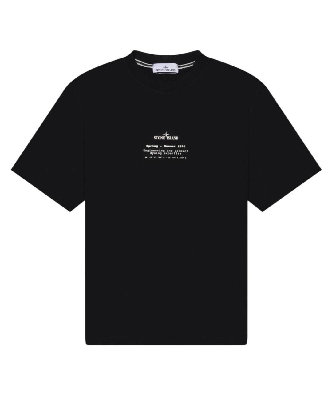 STONE ISLAND Черная хлопковая футболка, фото 1