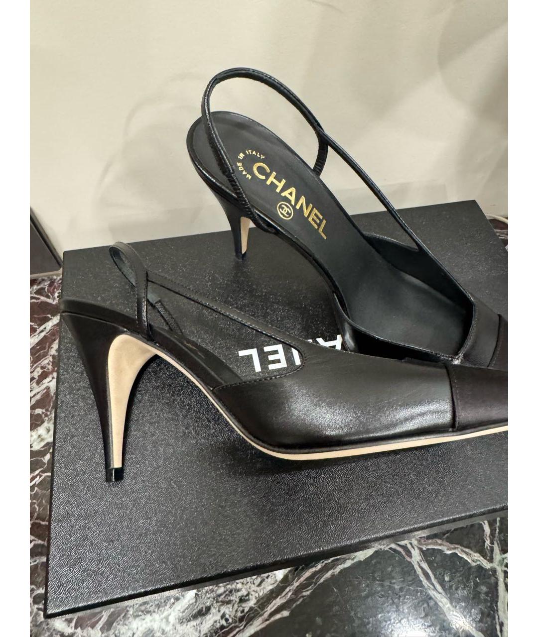 CHANEL Черные кожаные туфли, фото 4