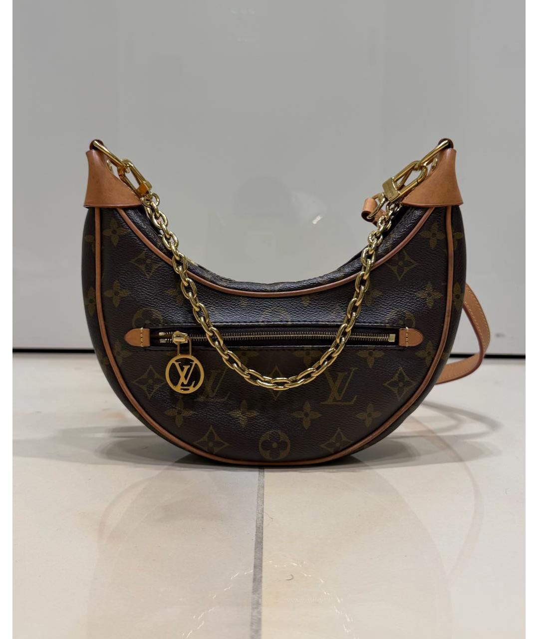 LOUIS VUITTON Коричневая кожаная сумка через плечо, фото 7