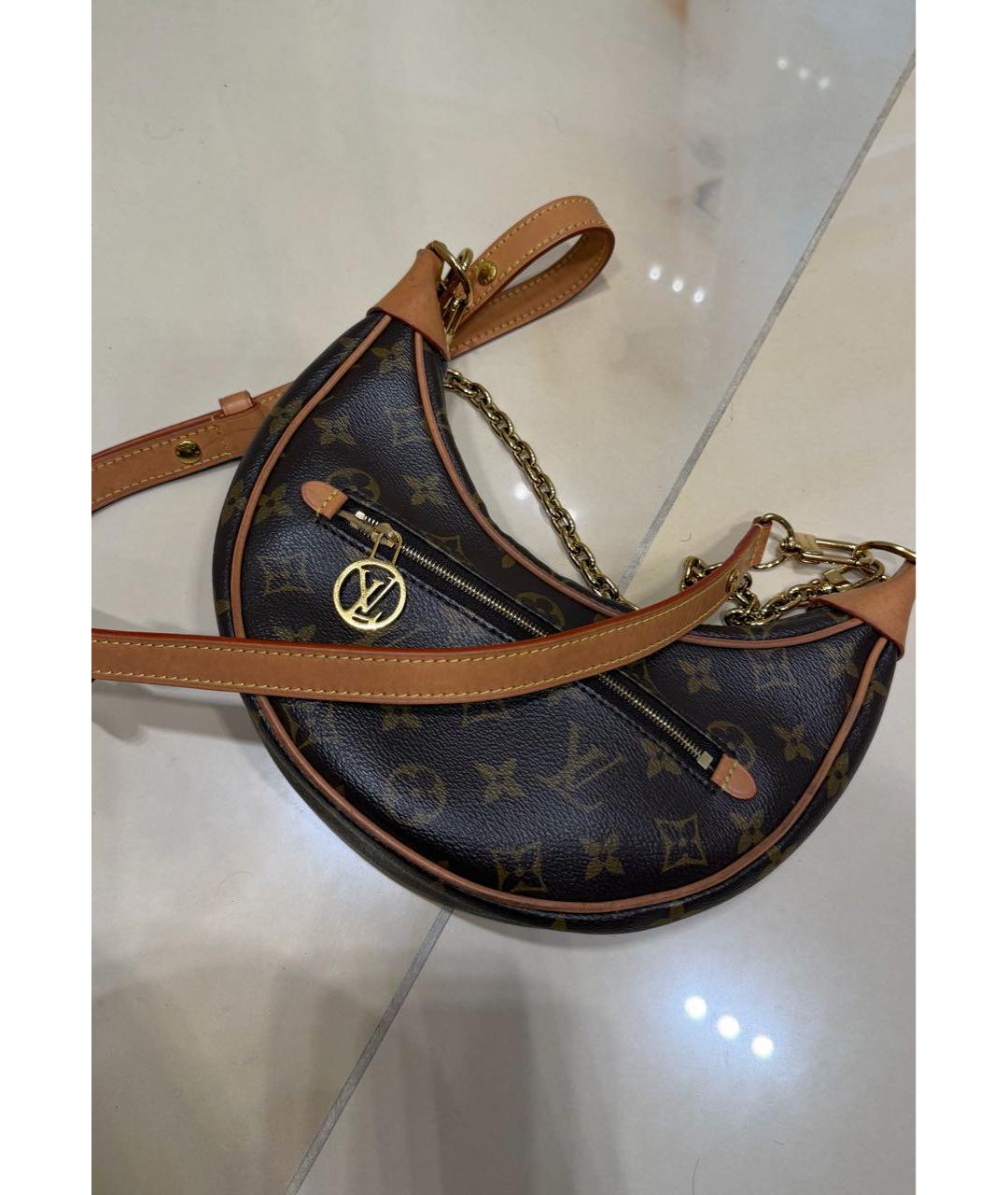 LOUIS VUITTON Коричневая кожаная сумка через плечо, фото 5