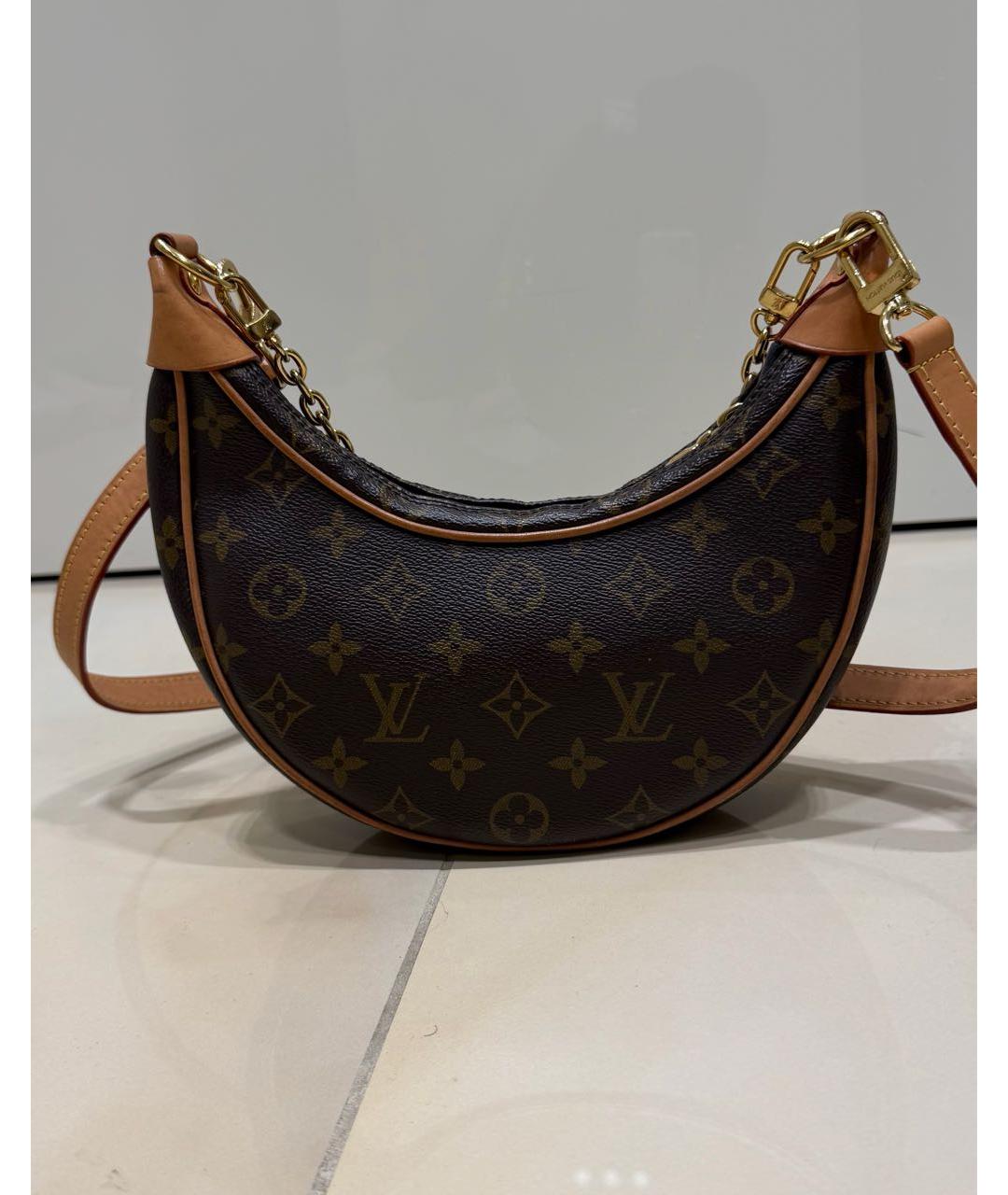 LOUIS VUITTON Коричневая кожаная сумка через плечо, фото 3