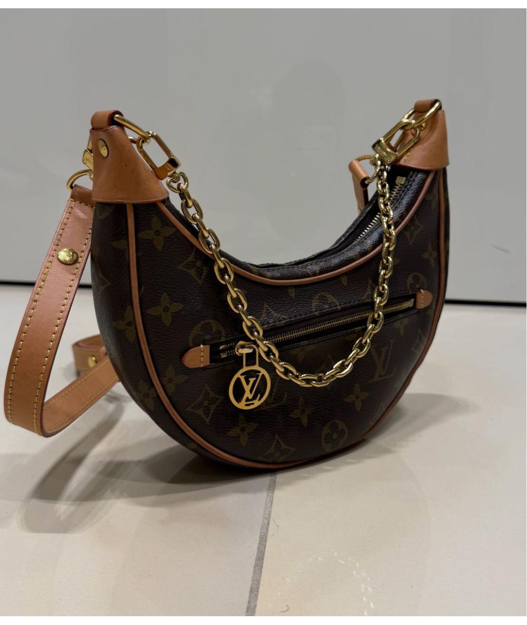 LOUIS VUITTON Коричневая кожаная сумка через плечо, фото 2