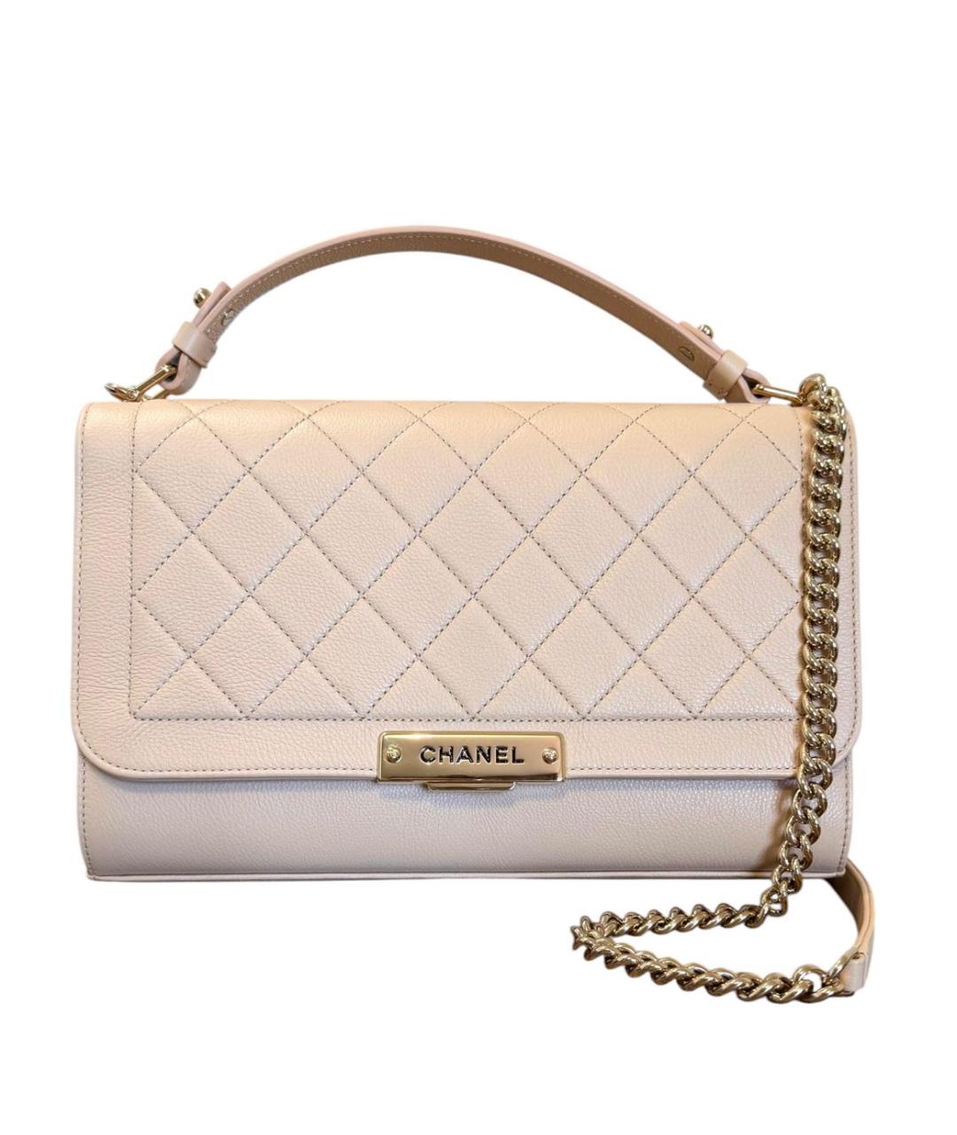 CHANEL Бежевая кожаная сумка через плечо, фото 10