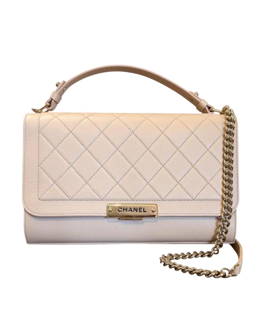 CHANEL Бежевая кожаная сумка через плечо, фото 1