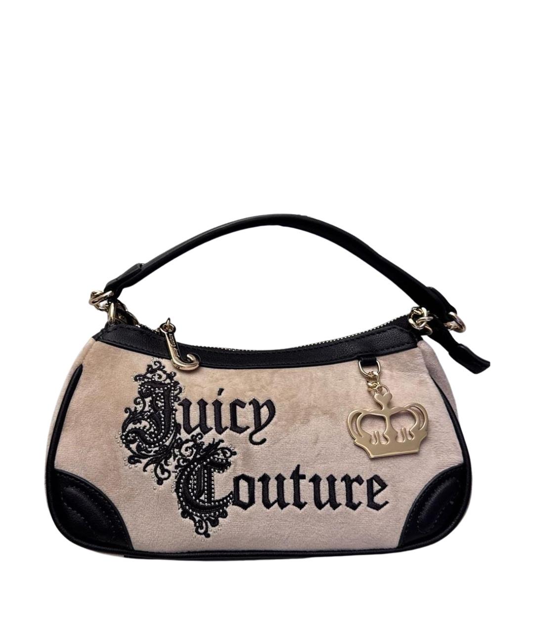 JUICY COUTURE Бежевая бархатная сумка через плечо, фото 1