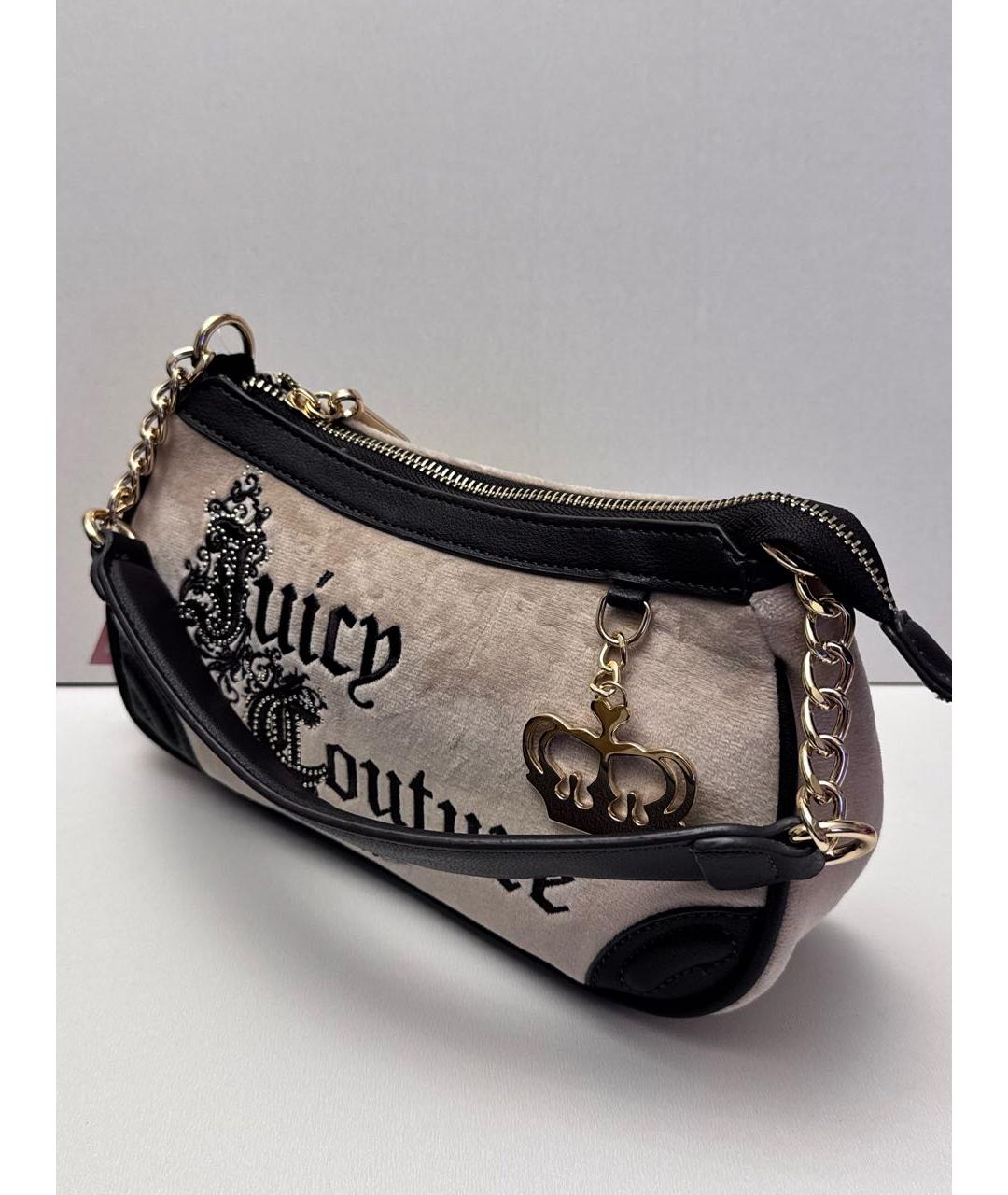JUICY COUTURE Бежевая бархатная сумка через плечо, фото 4