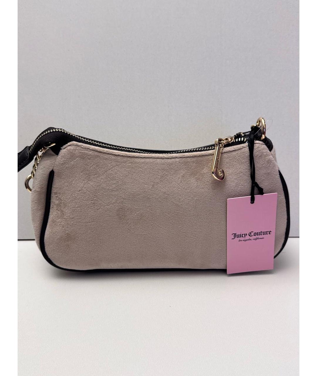 JUICY COUTURE Бежевая бархатная сумка через плечо, фото 3