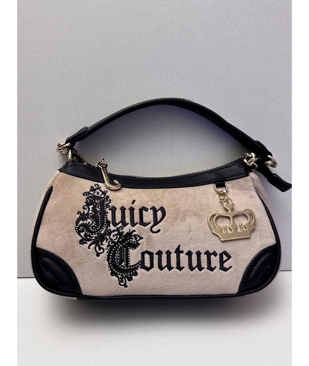 JUICY COUTURE Бежевая бархатная сумка через плечо, фото 6
