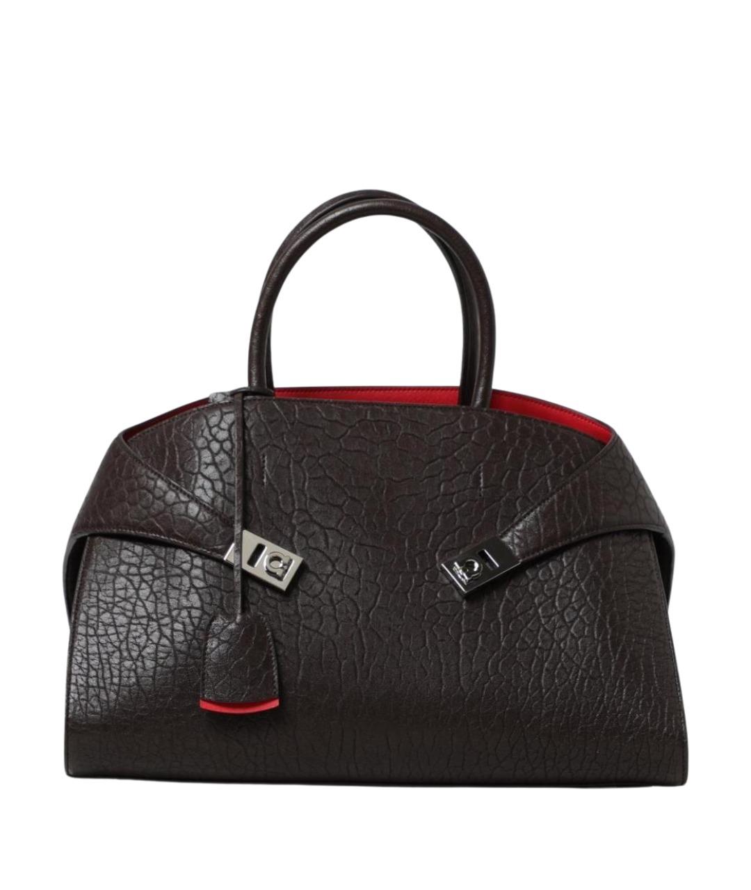 FERRAGAMO Коричневая кожаная сумка тоут, фото 1