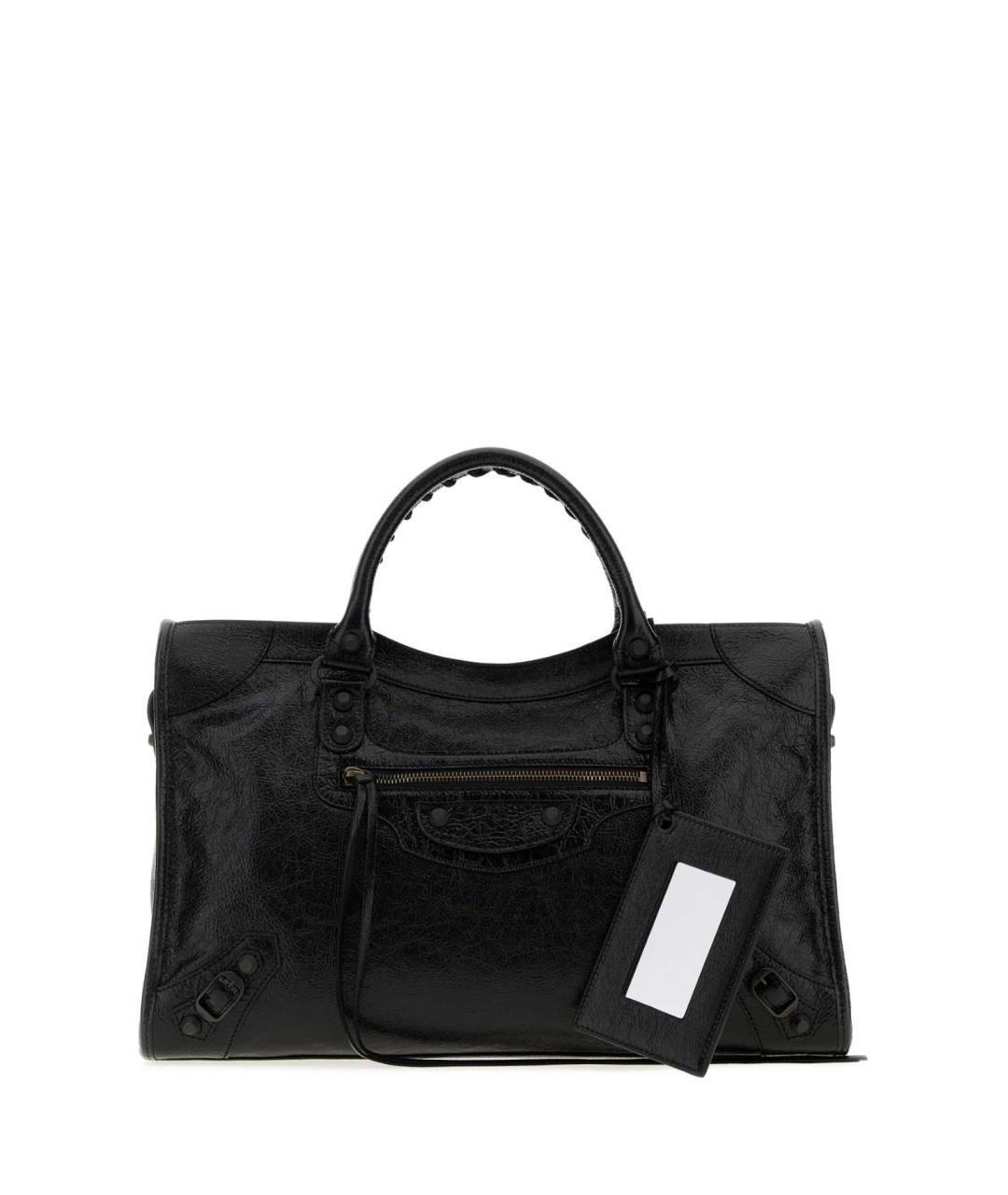 BALENCIAGA Черная кожаная сумка с короткими ручками, фото 1