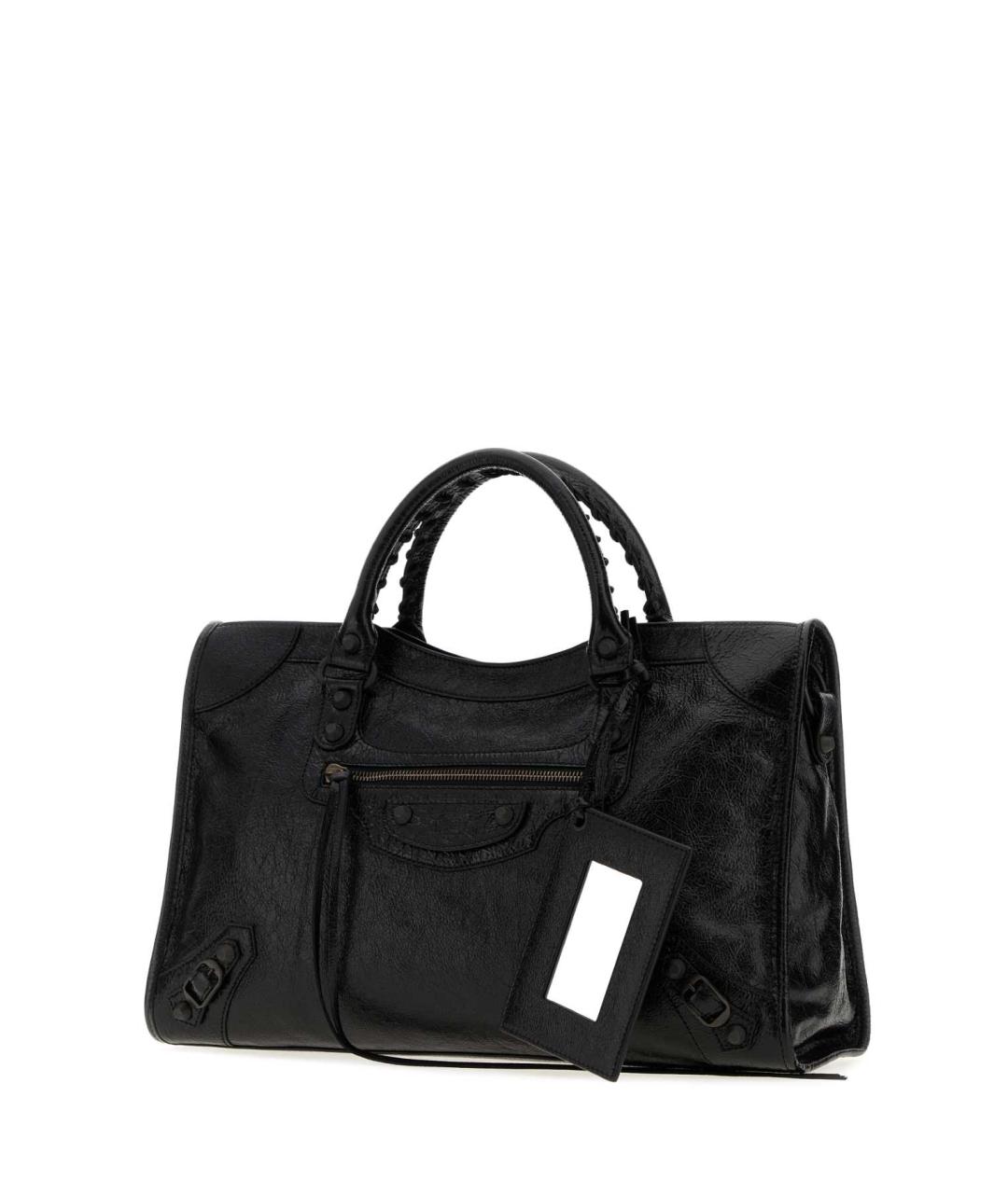 BALENCIAGA Черная кожаная сумка с короткими ручками, фото 2