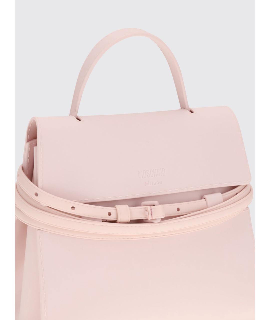 MOSCHINO Розовая синтетическая сумка с короткими ручками, фото 3