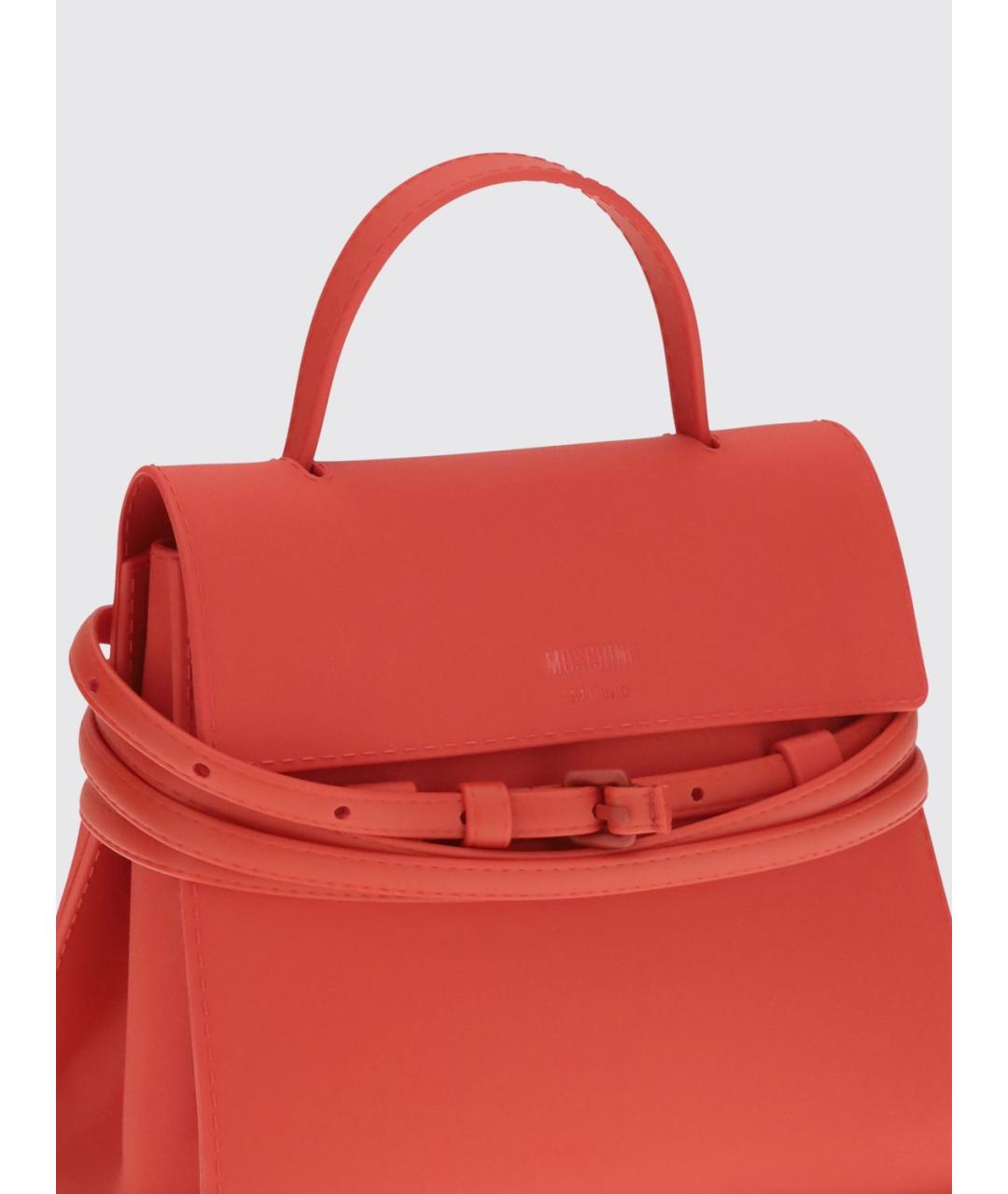 MOSCHINO Красная синтетическая сумка с короткими ручками, фото 3
