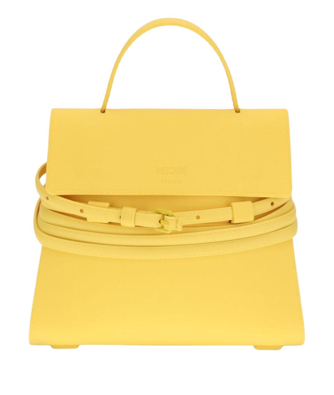 MOSCHINO Желтая синтетическая сумка с короткими ручками, фото 1