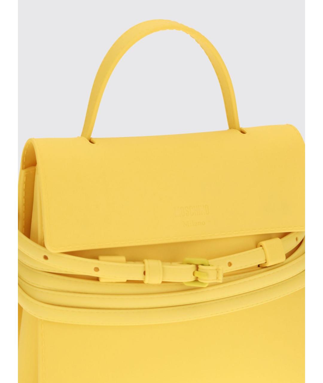 MOSCHINO Желтая синтетическая сумка с короткими ручками, фото 3