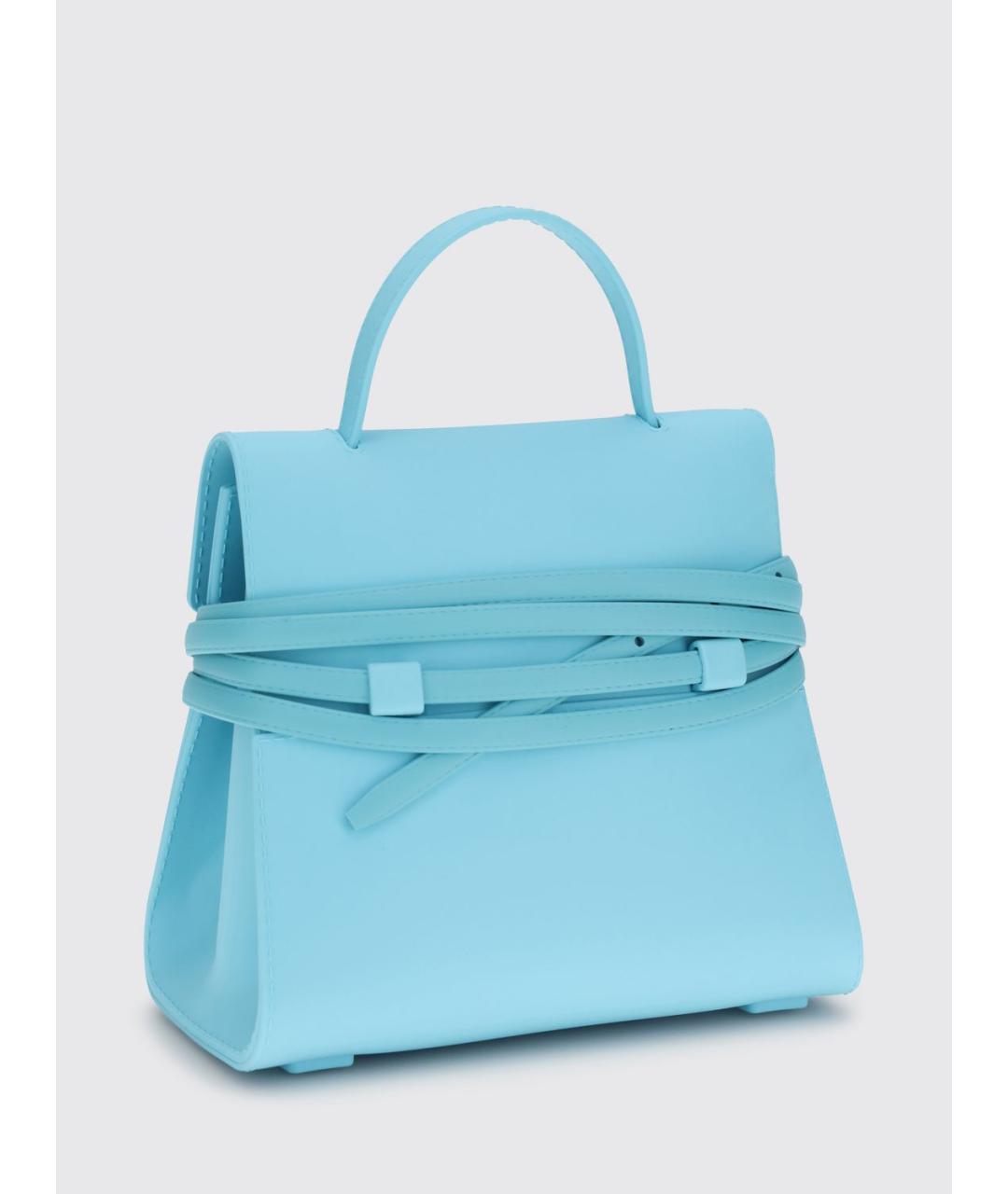 MOSCHINO Голубая синтетическая сумка с короткими ручками, фото 2