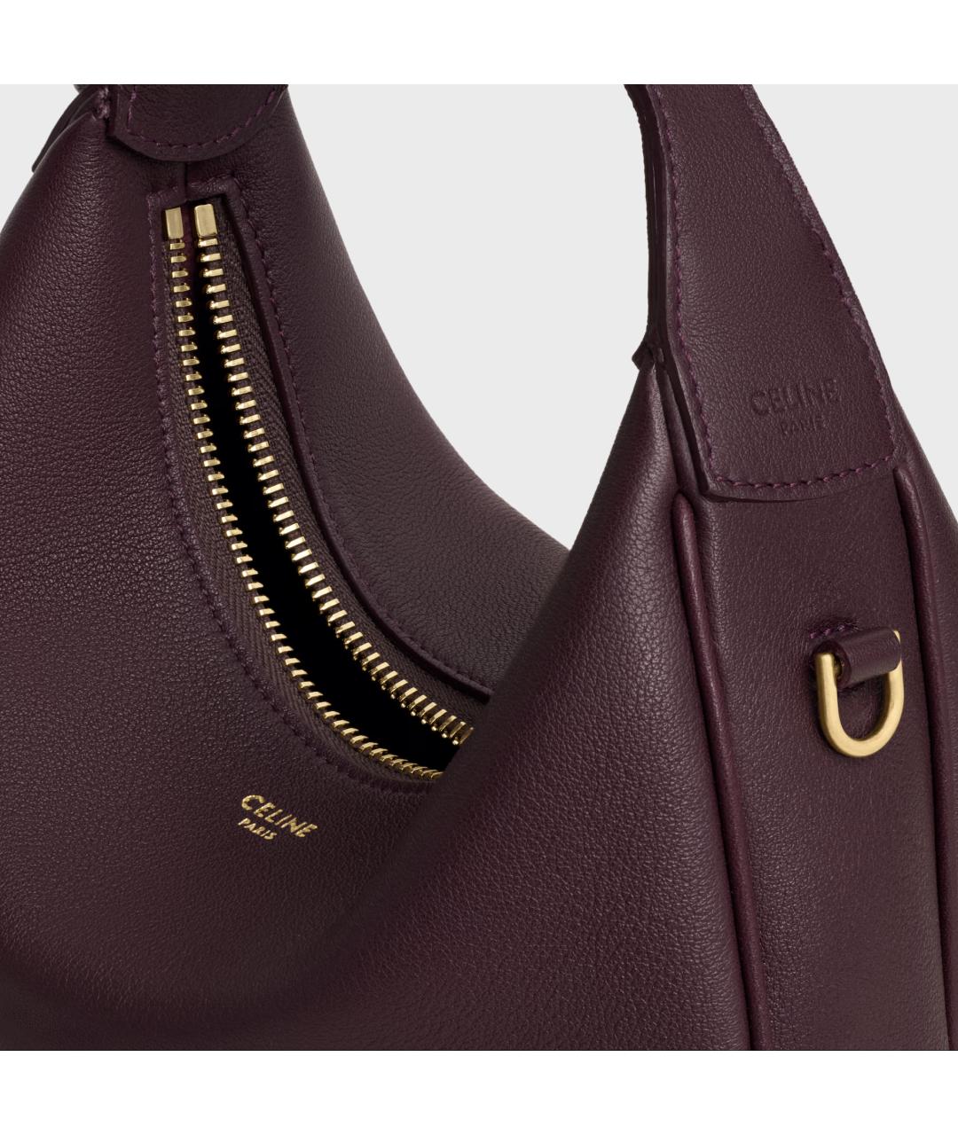 CELINE Бордовая кожаная сумка через плечо, фото 4