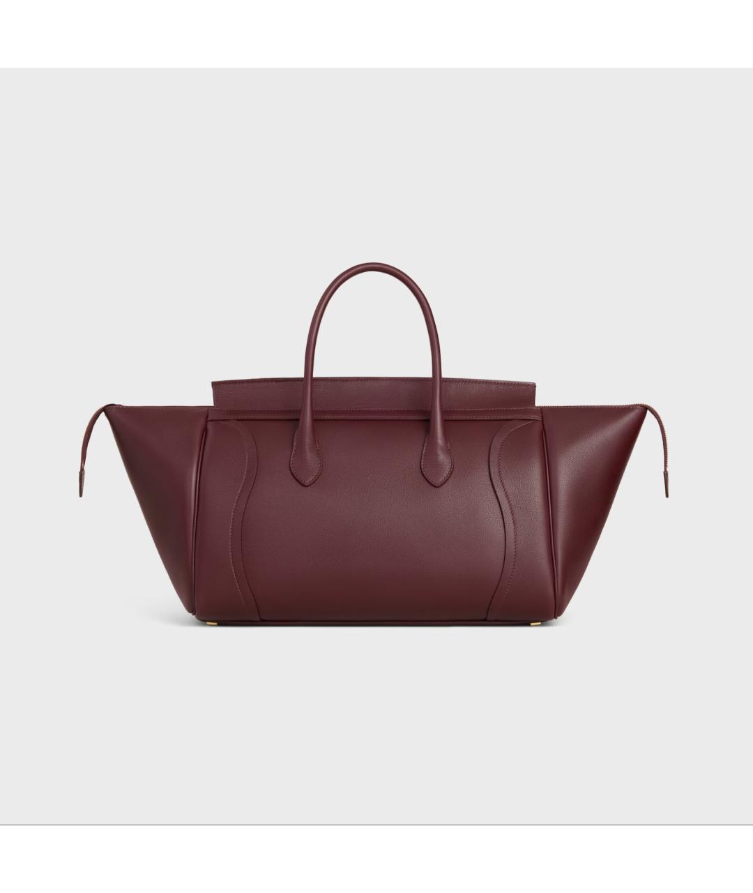 CELINE Бордовая кожаная сумка тоут, фото 3