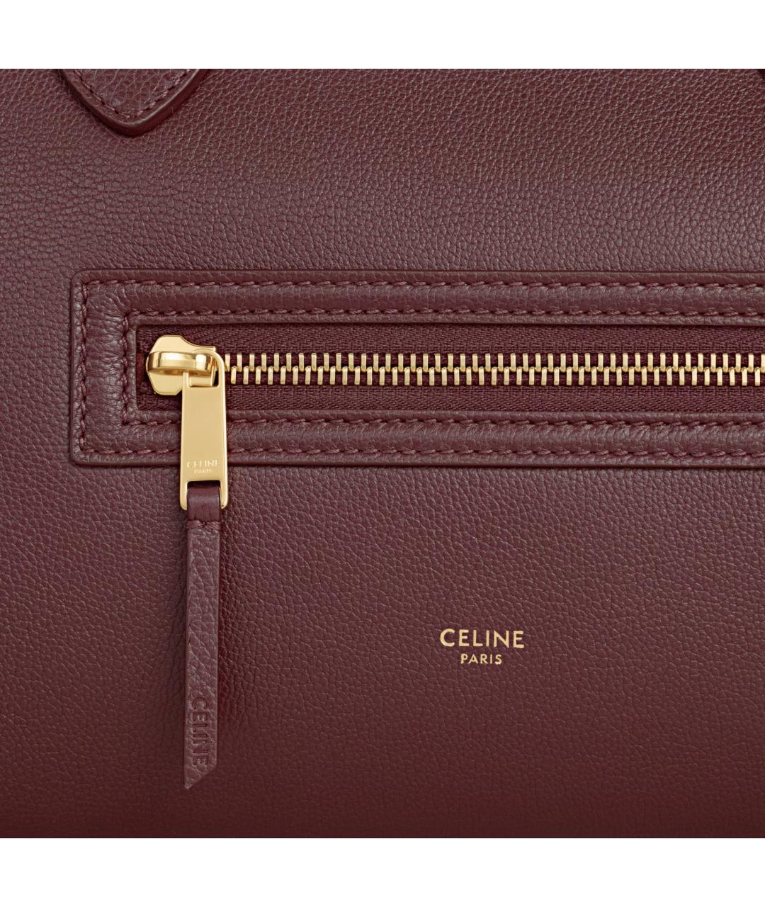 CELINE Бордовая кожаная сумка тоут, фото 4
