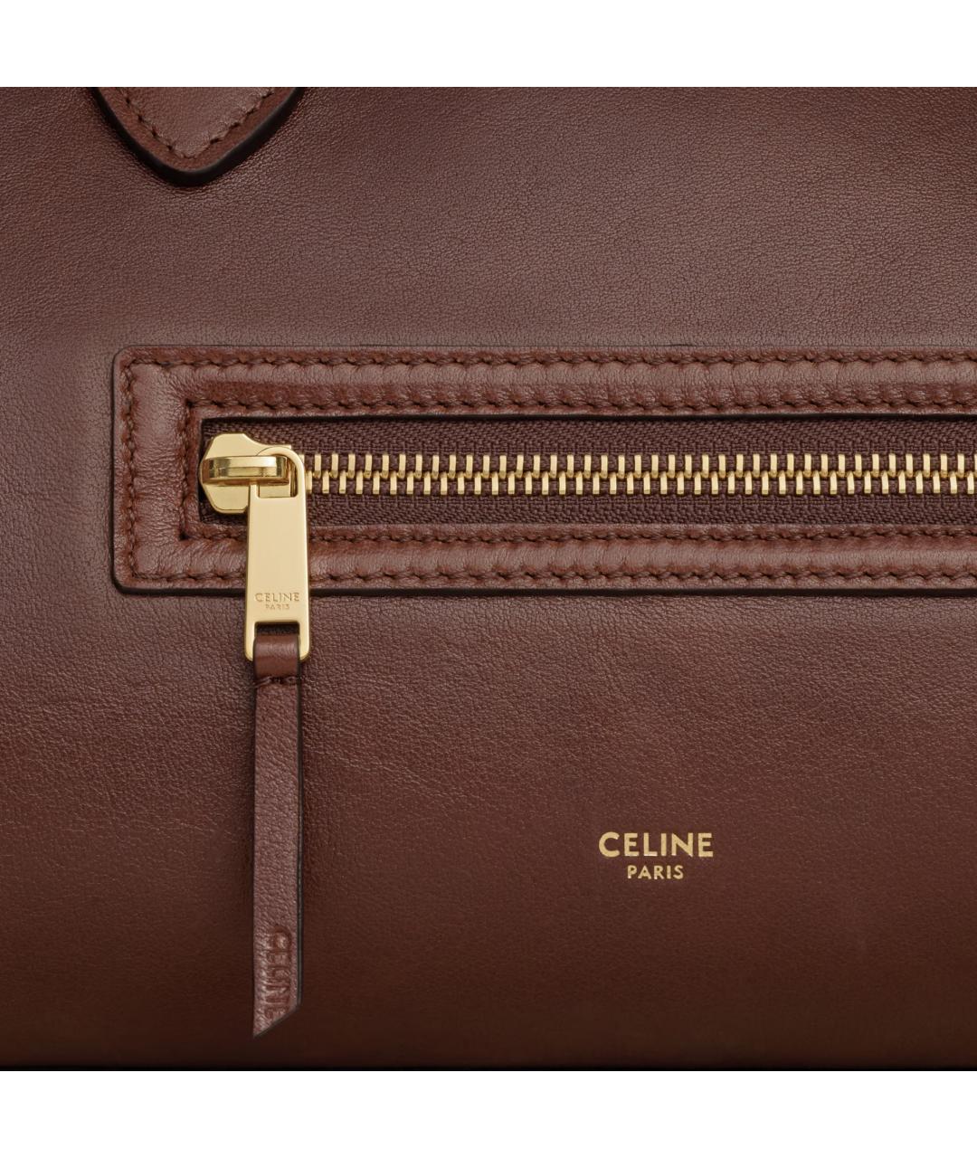 CELINE Коричневая кожаная сумка тоут, фото 7