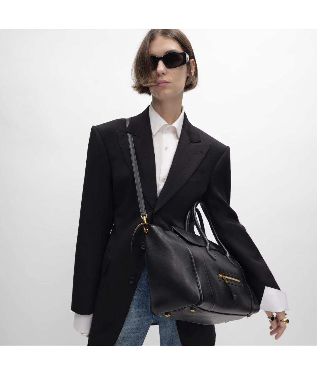 CELINE Черная кожаная сумка тоут, фото 4