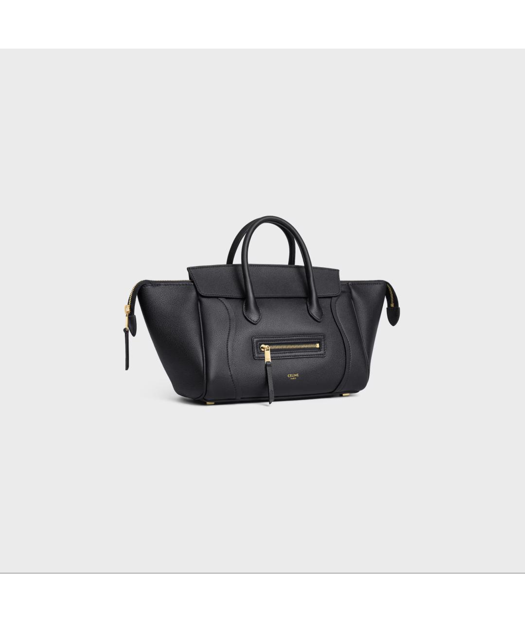 CELINE Черная кожаная сумка тоут, фото 4