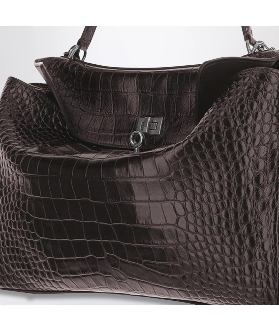 BALENCIAGA Коричневая кожаная сумка тоут, фото 2