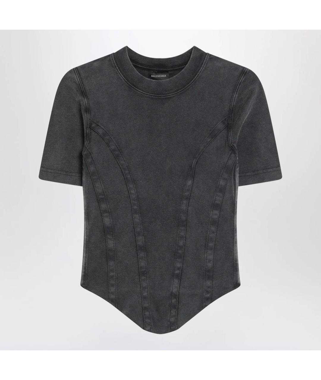 BALENCIAGA Черная хлопковая футболка, фото 3