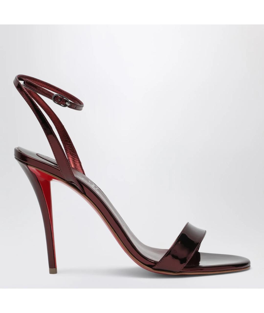 CHRISTIAN LOUBOUTIN Бордовые босоножки из лакированной кожи, фото 3