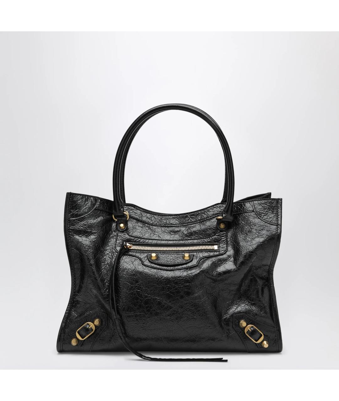 BALENCIAGA Черная кожаная сумка тоут, фото 3