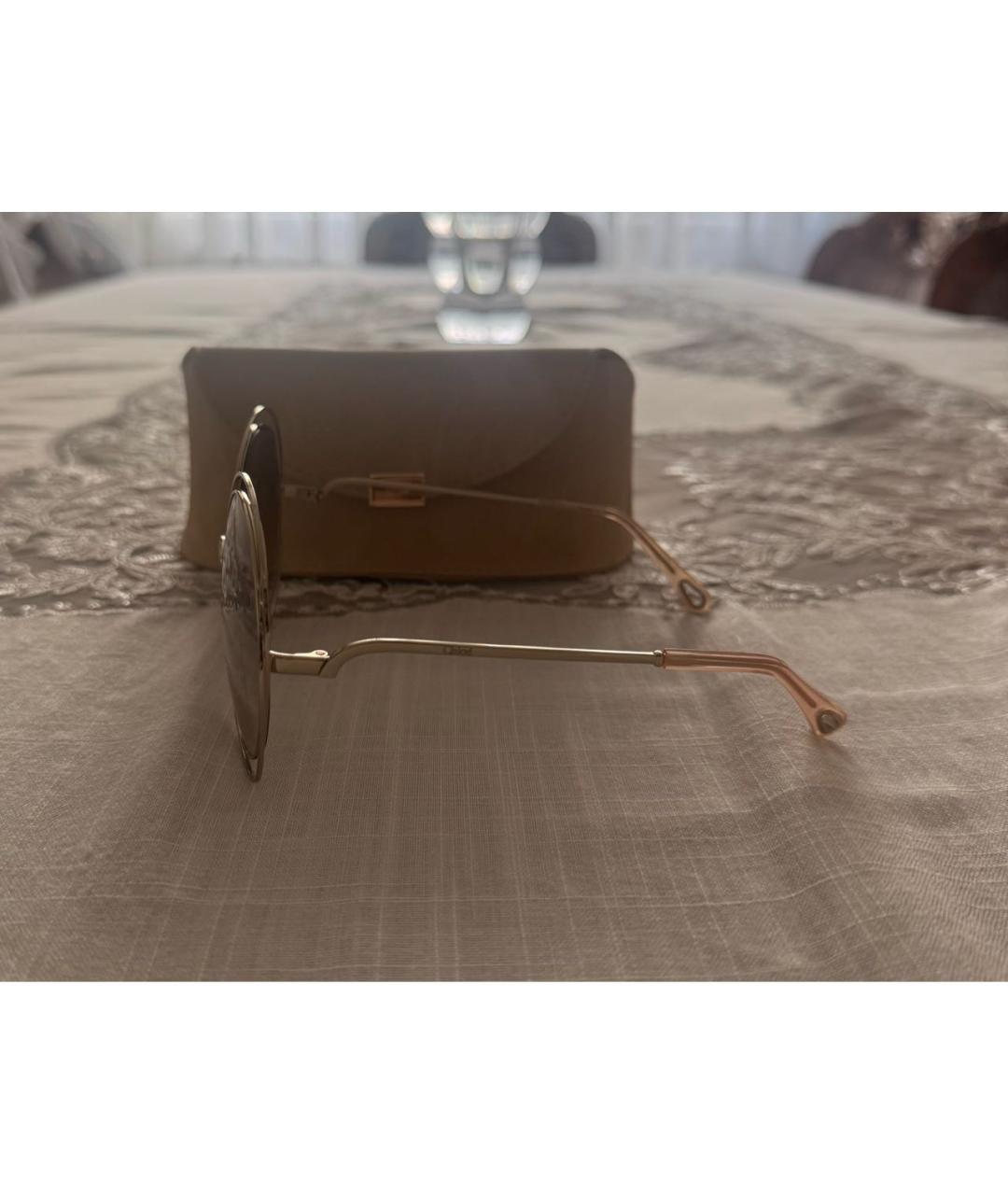 CHLOE Коричневые металлические солнцезащитные очки, фото 3