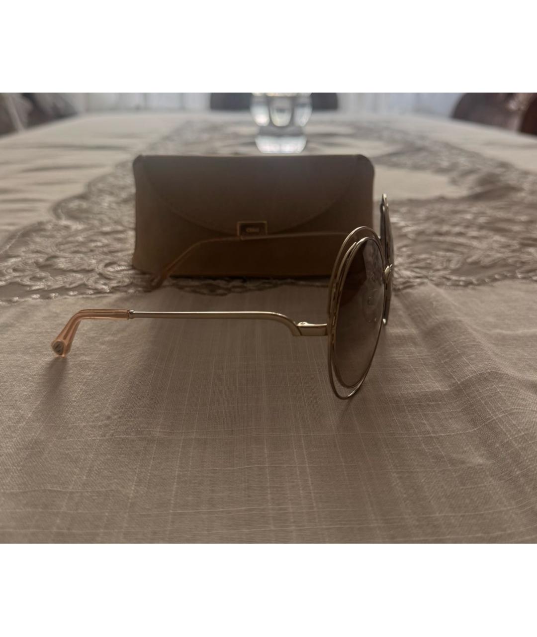 CHLOE Коричневые металлические солнцезащитные очки, фото 2