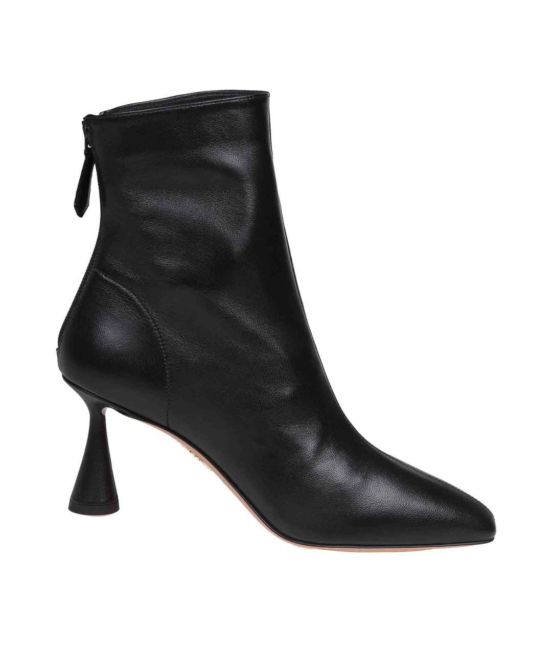 AQUAZZURA Черные кожаные ботильоны, фото 1