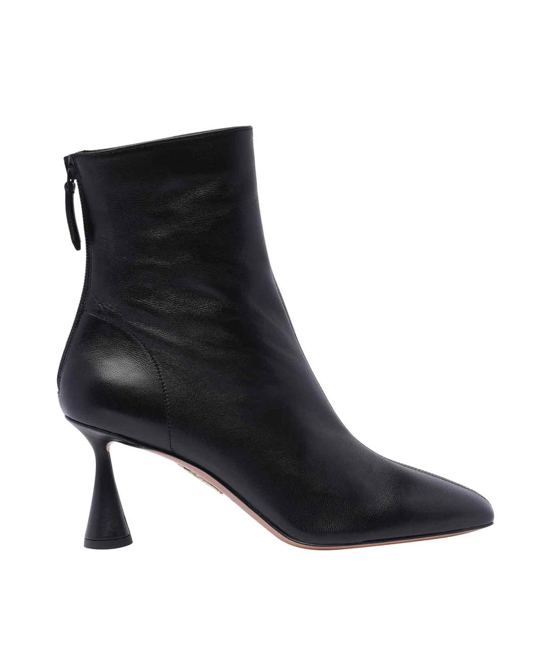 AQUAZZURA Черные кожаные ботильоны, фото 1