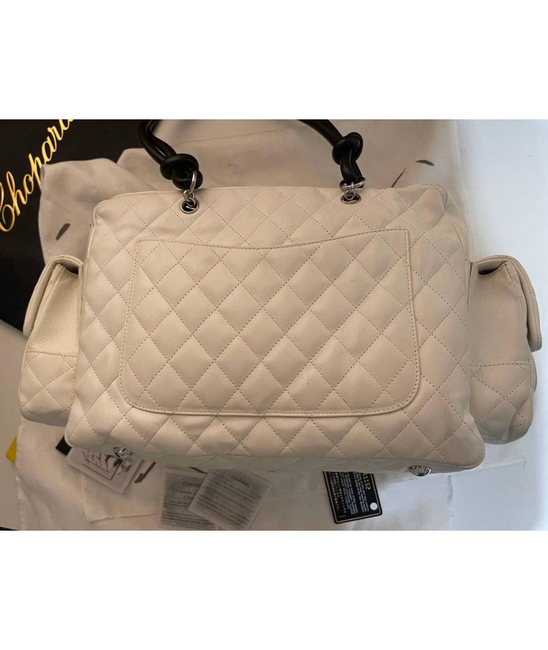 CHANEL Белая кожаная сумка тоут, фото 7