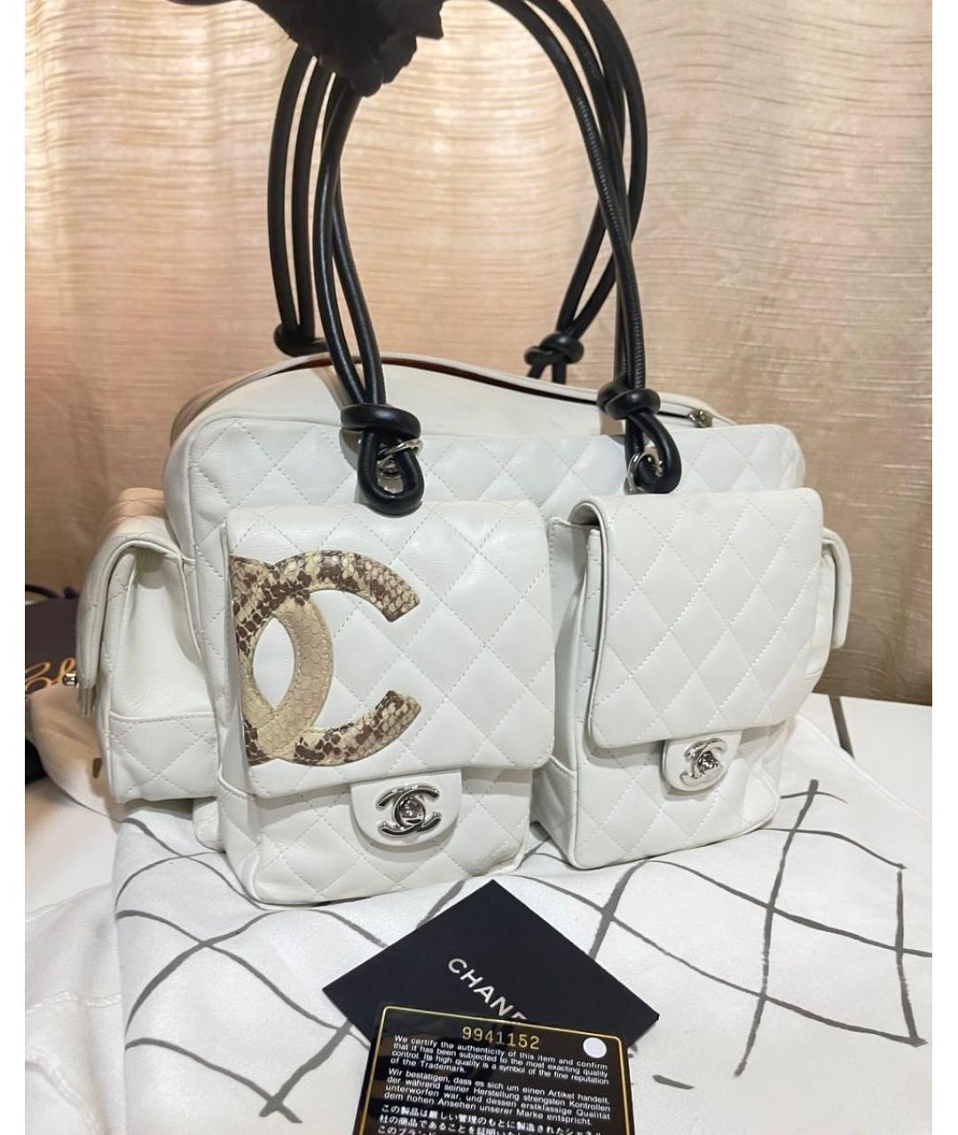 CHANEL Белая кожаная сумка тоут, фото 9