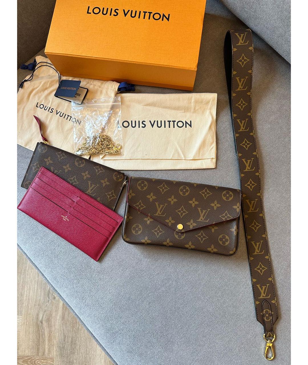 LOUIS VUITTON Коричневая кожаная сумка через плечо, фото 2