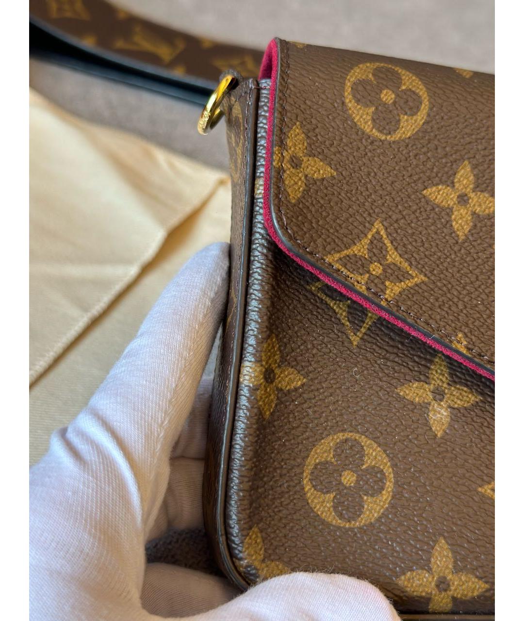 LOUIS VUITTON Коричневая кожаная сумка через плечо, фото 4