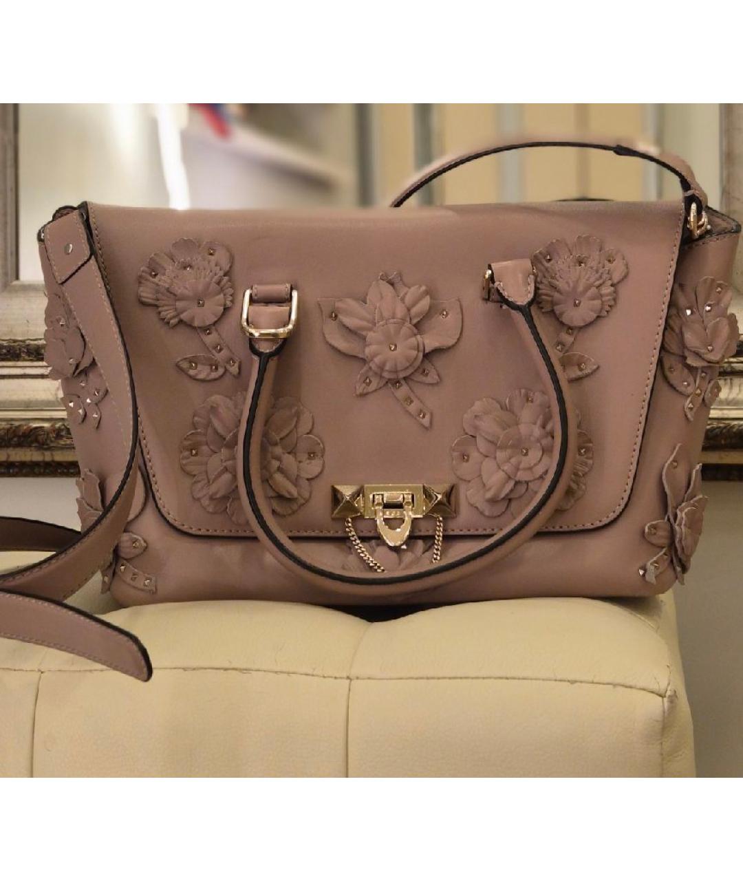 VALENTINO Розовая кожаная сумка с короткими ручками, фото 6