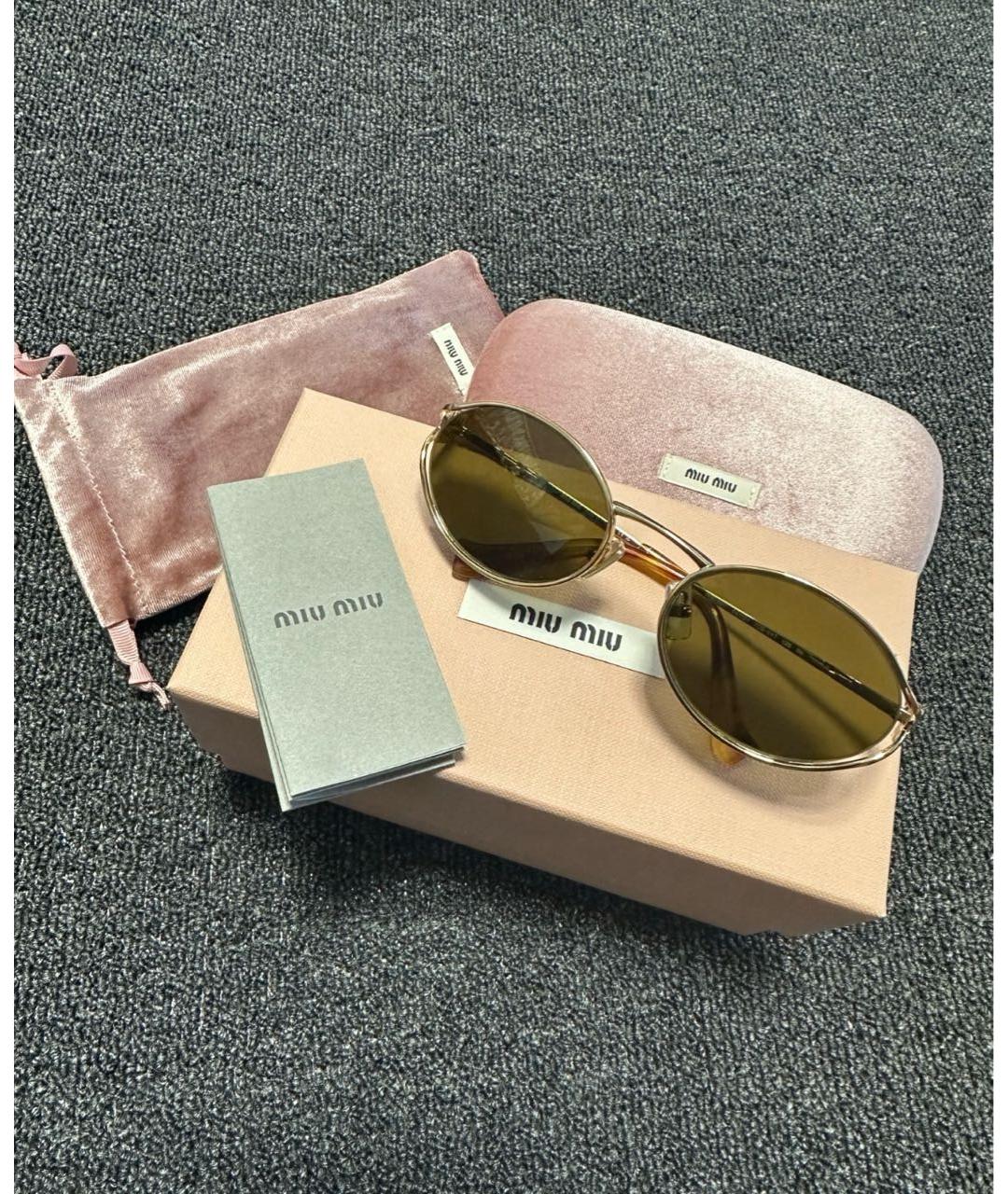MIU MIU Коричневые металлические солнцезащитные очки, фото 3