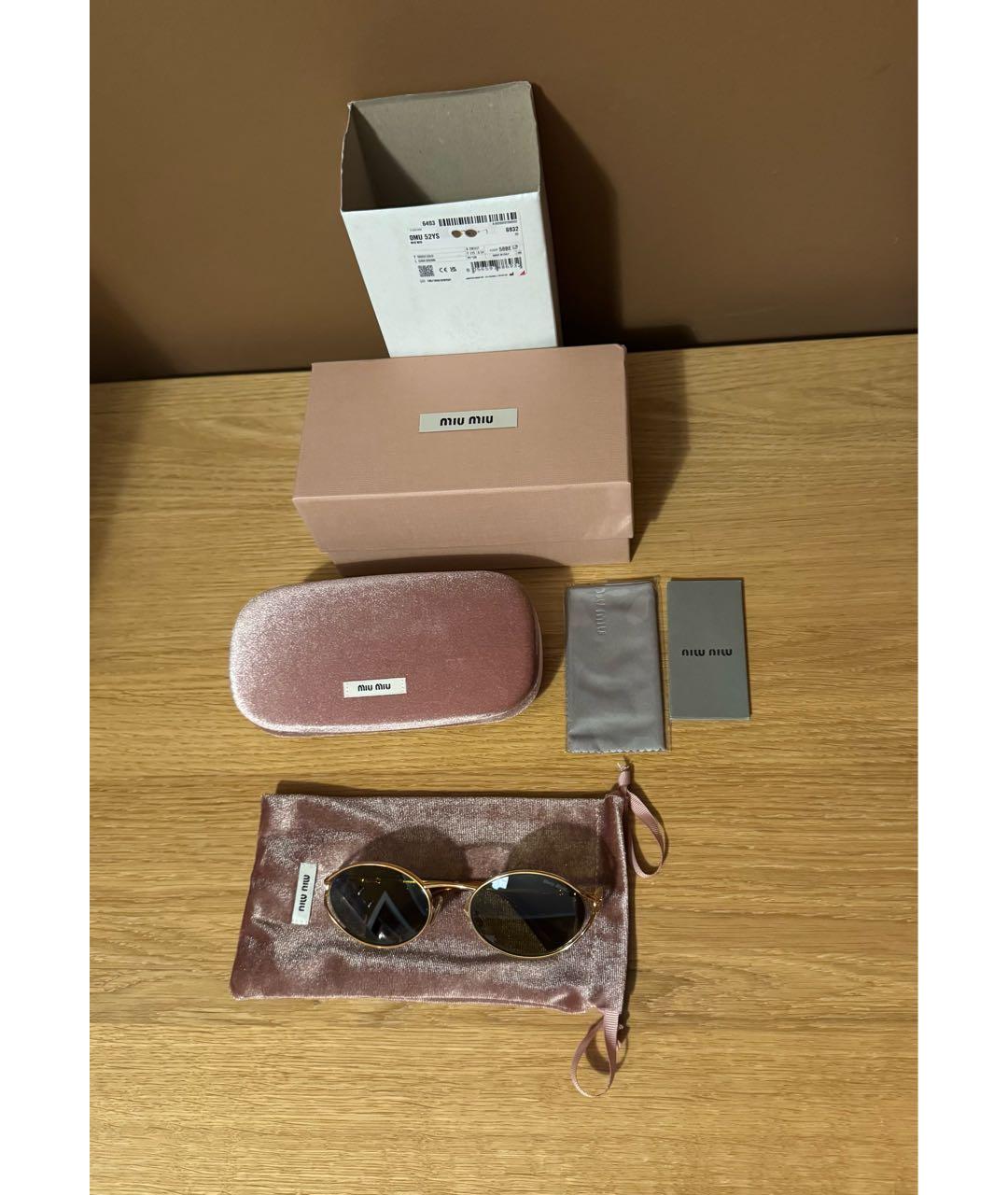 MIU MIU Коричневые металлические солнцезащитные очки, фото 4