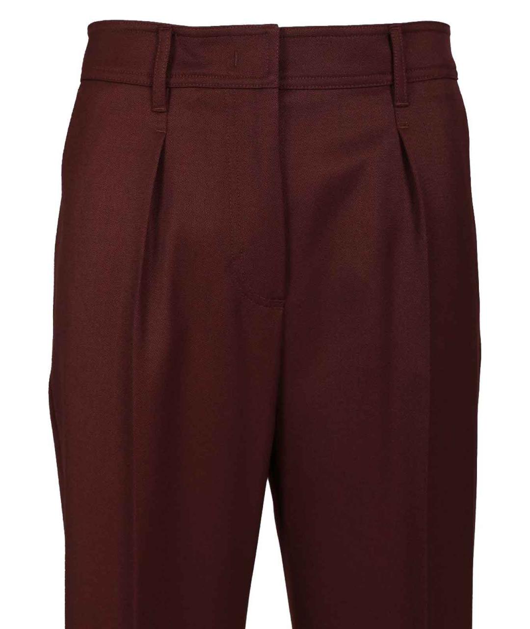 MAX MARA Бордовые шерстяные прямые брюки, фото 4