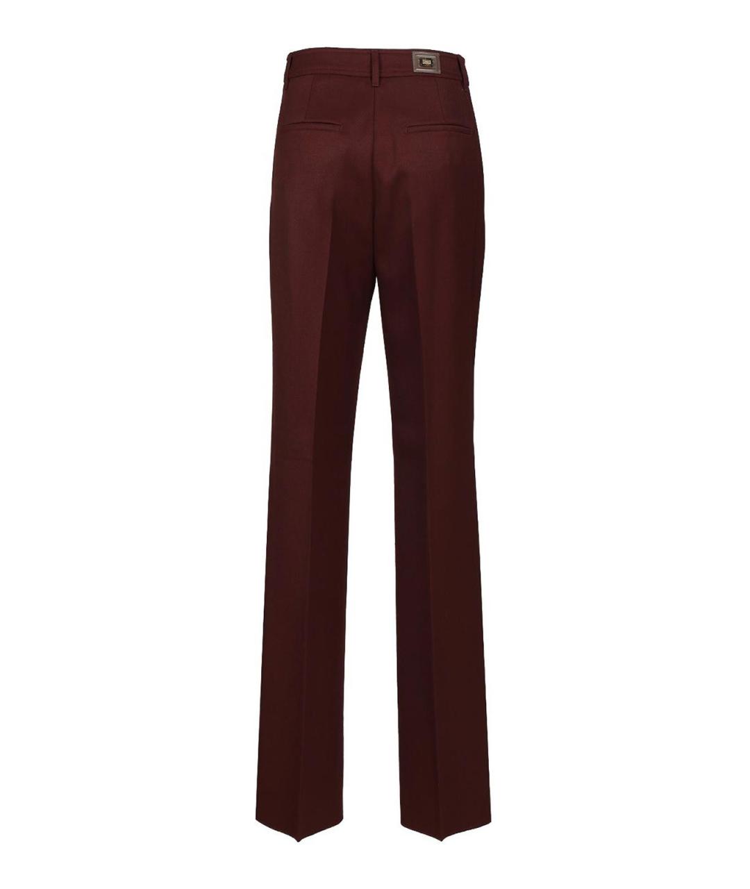 MAX MARA Бордовые шерстяные прямые брюки, фото 2
