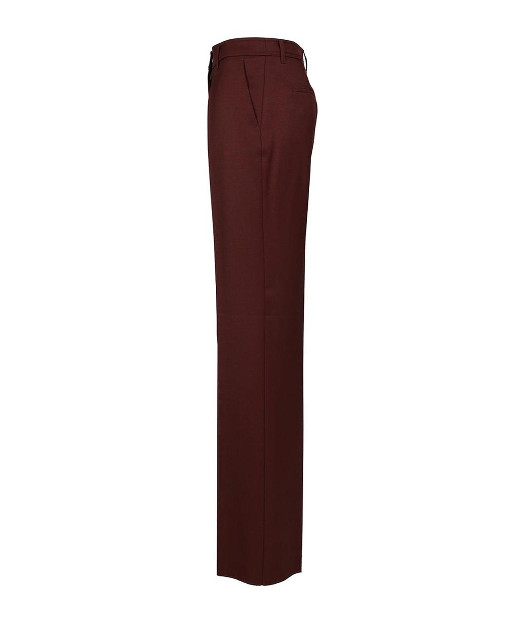 MAX MARA Бордовые шерстяные прямые брюки, фото 3