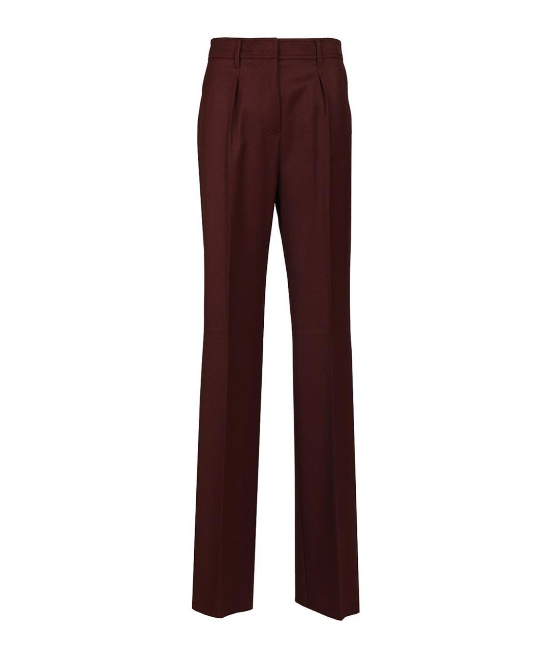 MAX MARA Бордовые шерстяные прямые брюки, фото 1