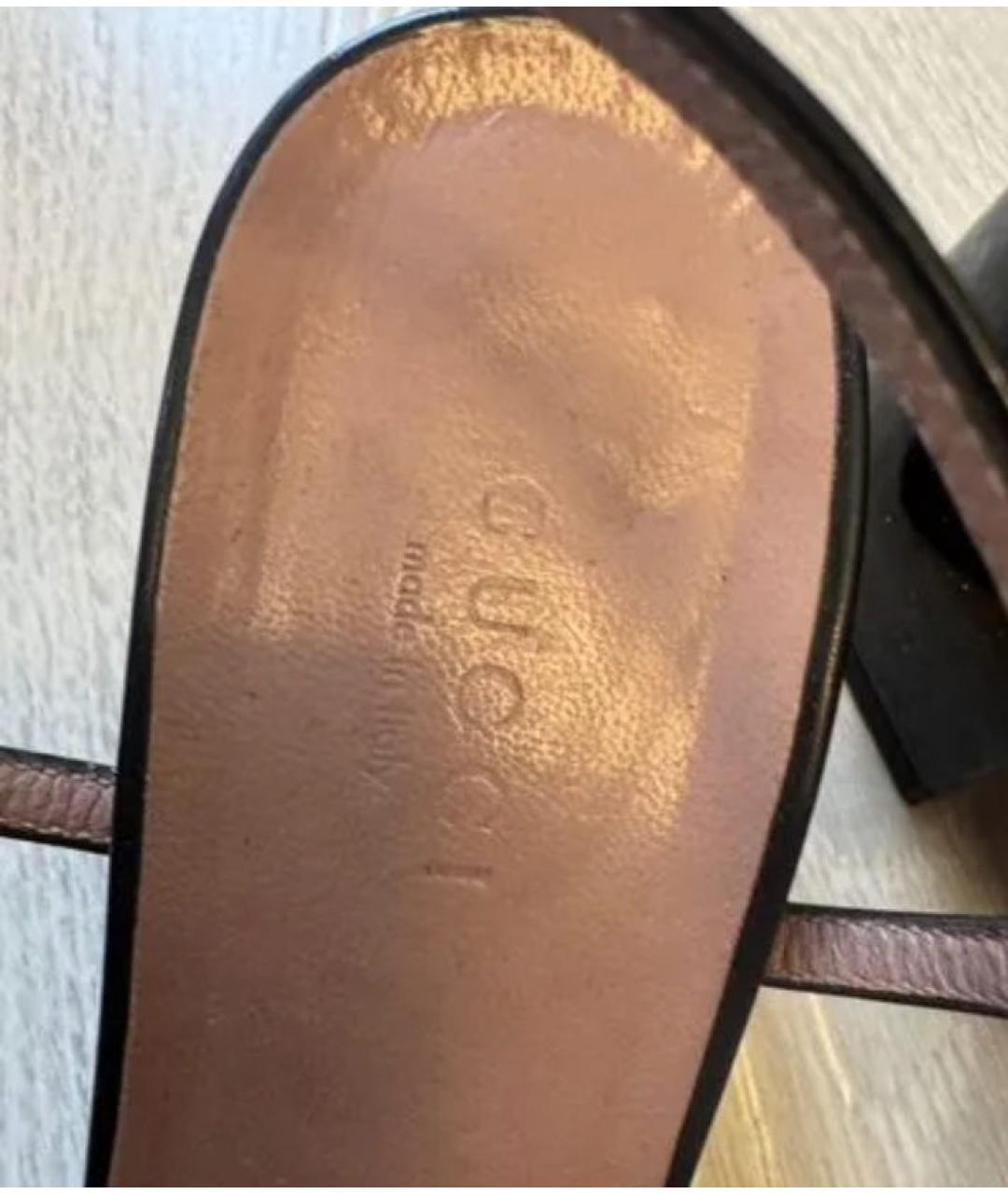 GUCCI Черные кожаные босоножки, фото 5