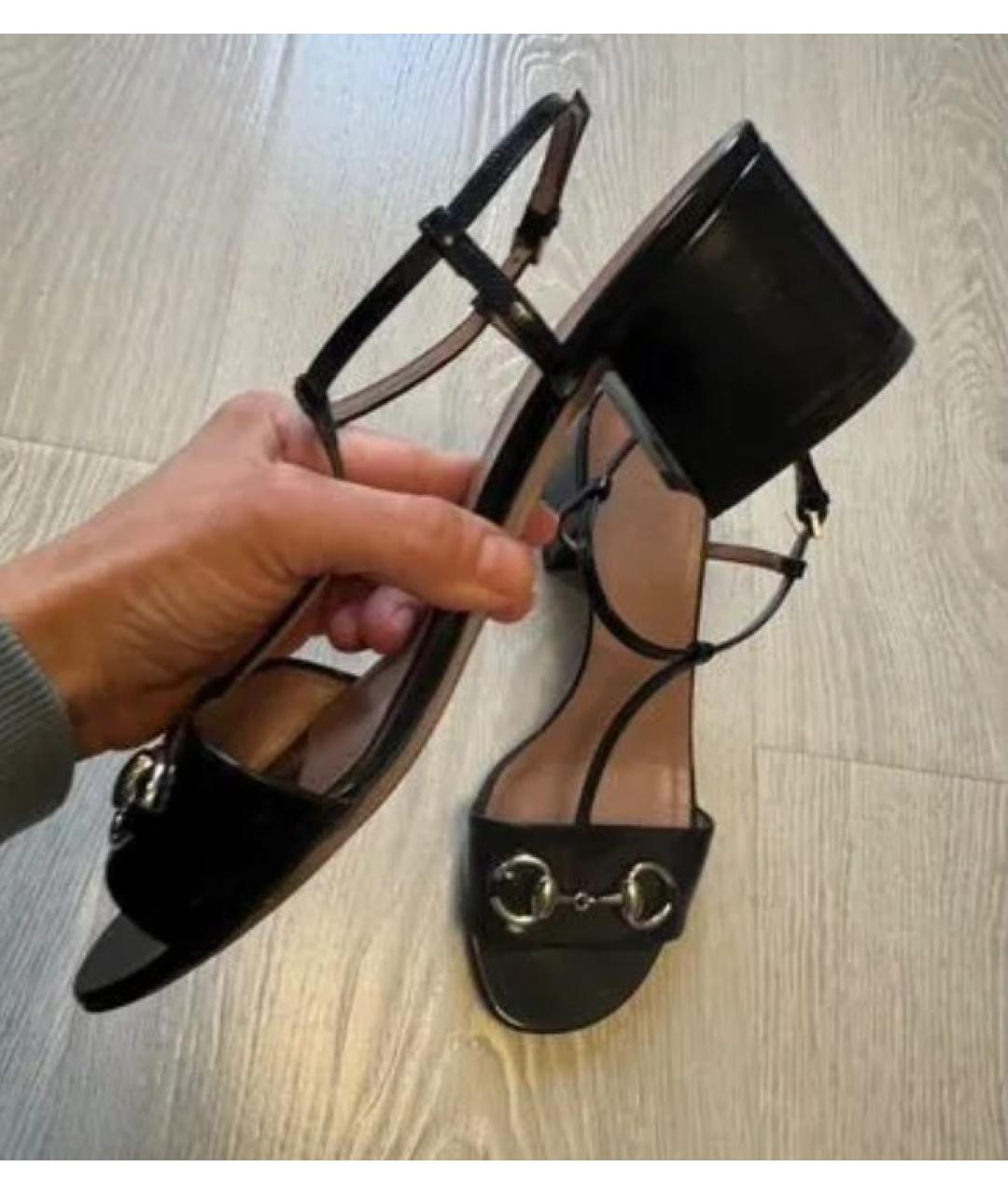 GUCCI Черные кожаные босоножки, фото 2