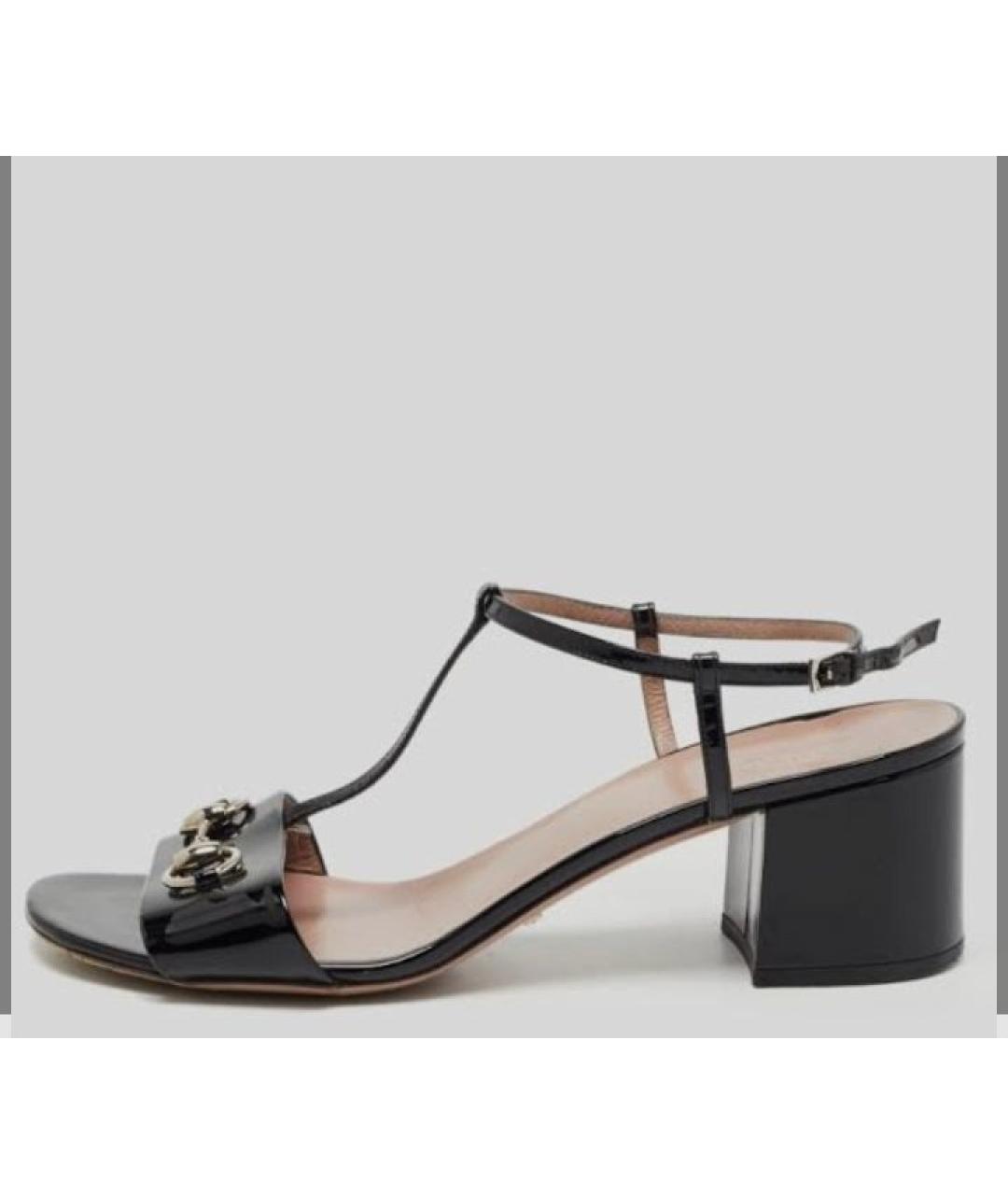 GUCCI Черные кожаные босоножки, фото 6